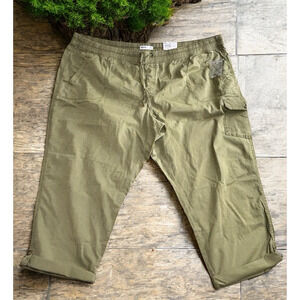 Sonoma Sydney Olive Utility Capri Pant Sz 26W Ultracomfort Waistband Pull-On NEW